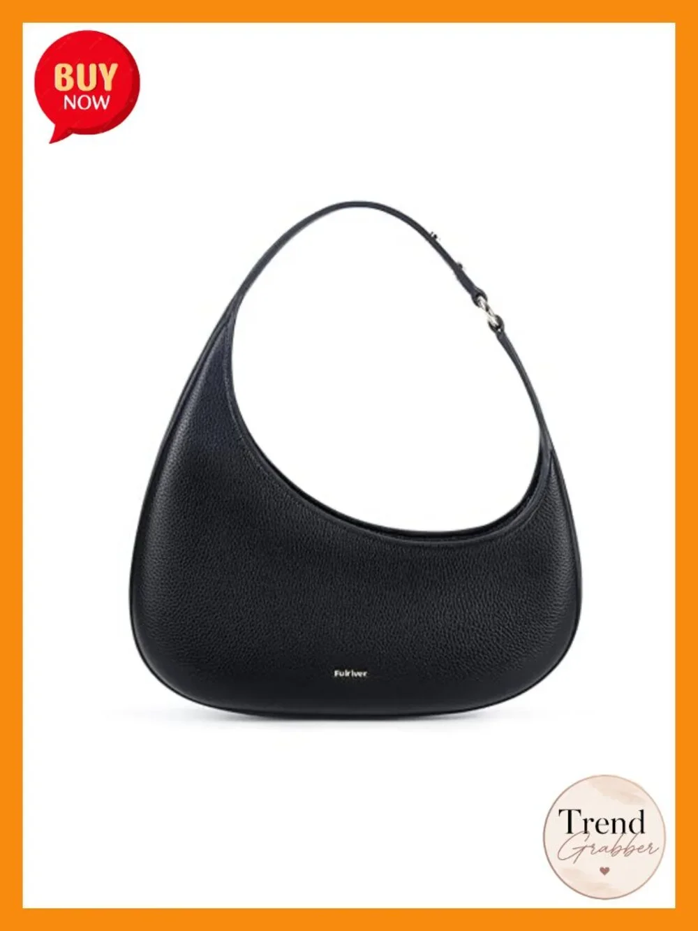 Small Crescent Shoulder Bag - Mini Vegan Leather Hobo Purse with Zipper